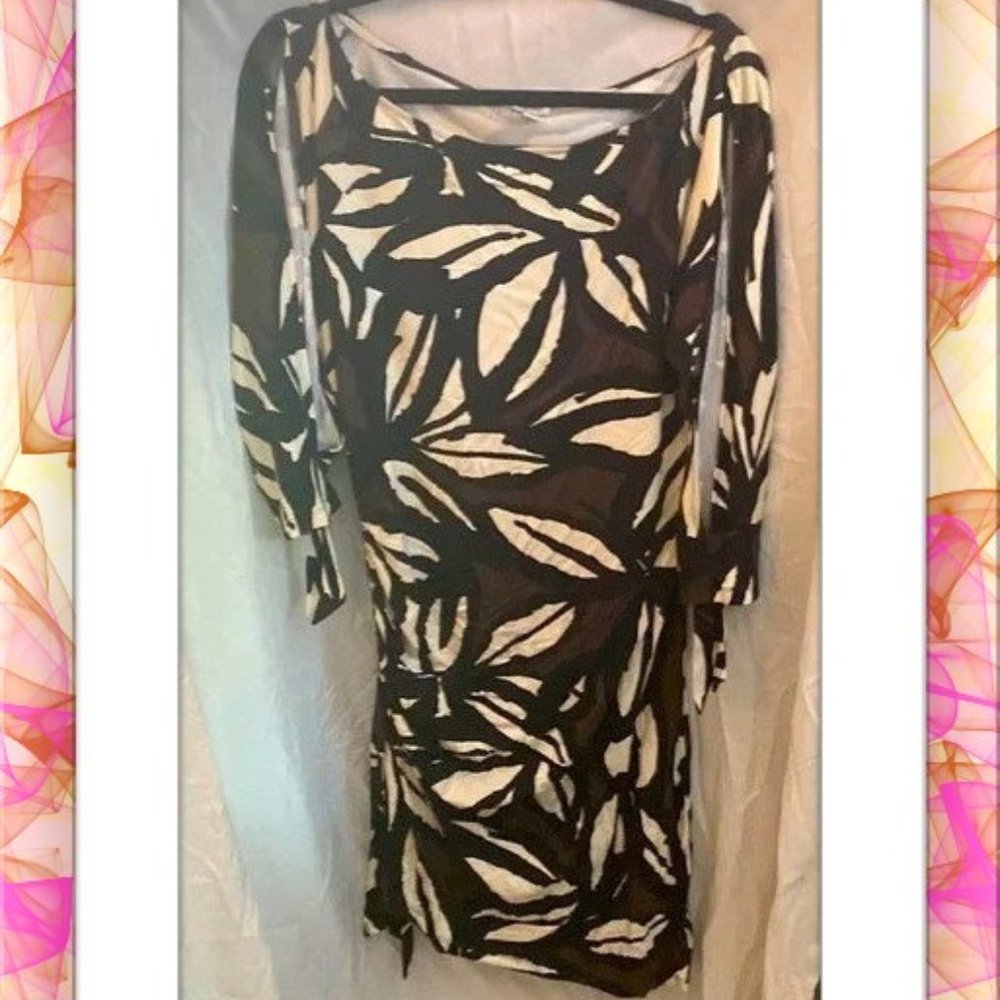 Cache dress brown white and black